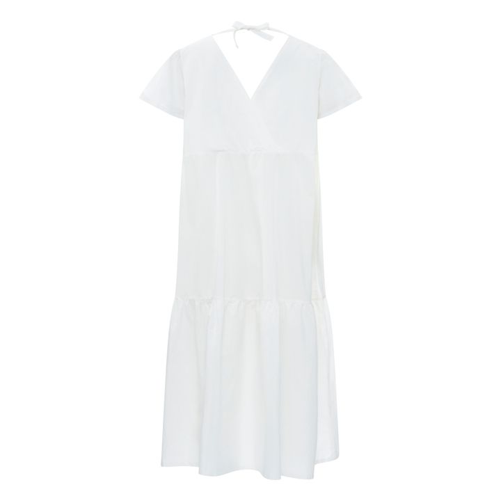 Women's Organic Poplin Ruffled Midi Dress | Bianco- Immagine del prodotto n°1