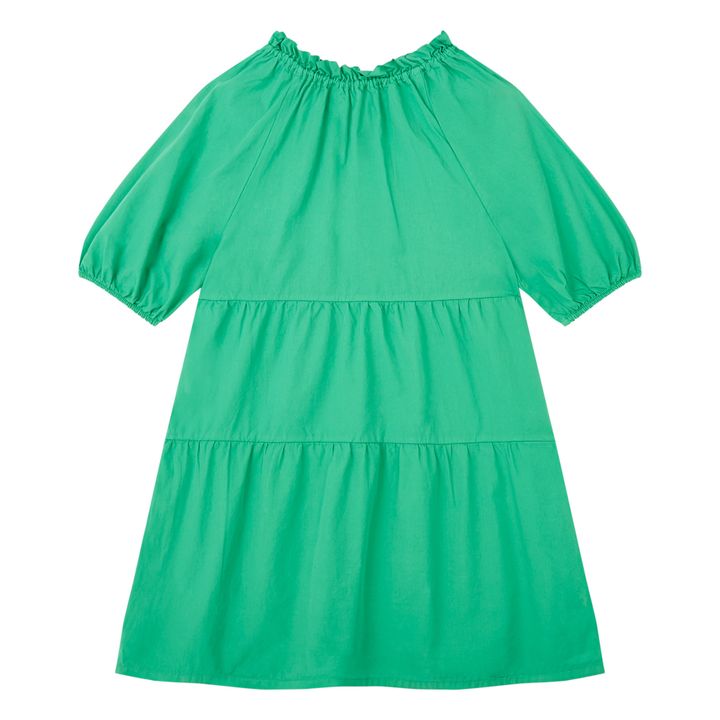 Girl's 3/4 Sleeve Organic Poplin Dress | Green- Product image n°2