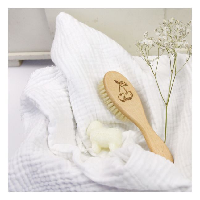 Brosse à cheveux en hêtre et poils de soie cerise