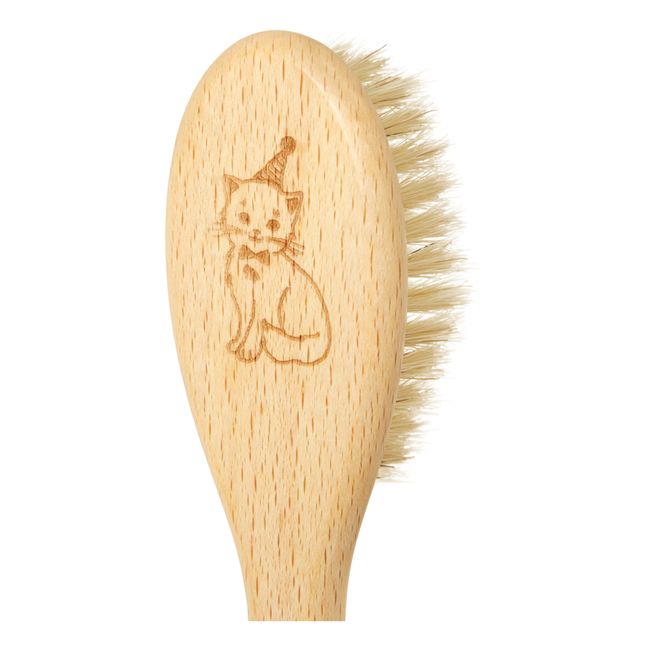 Cat hairbrush in beech and silk hair