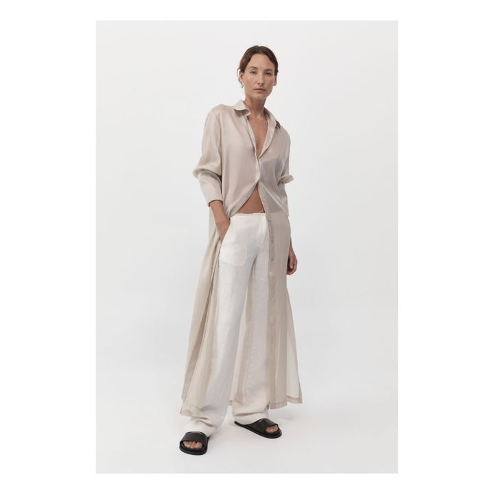 Sheer Cotton Silk Shirt Dress | Cream