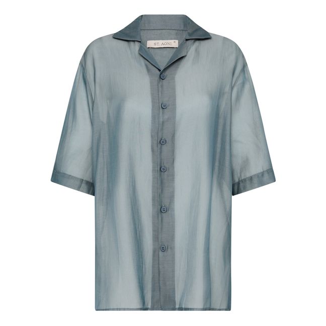 Camicia Relaxed in cotone e seta | Blu