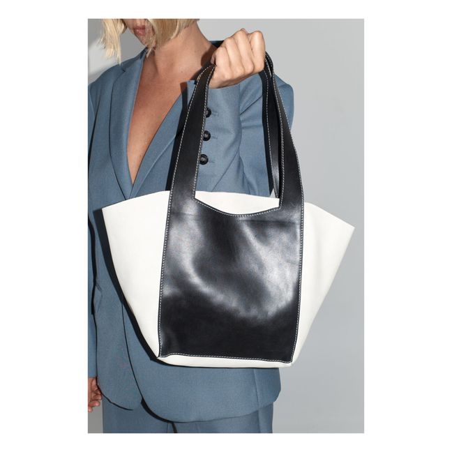 Borsa Contrast Bowling in pelle | Nero