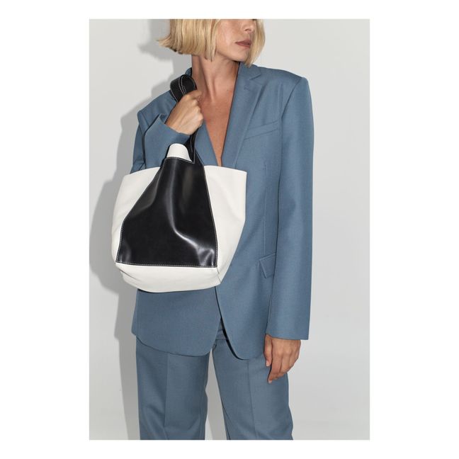 Borsa Contrast Bowling in pelle | Nero