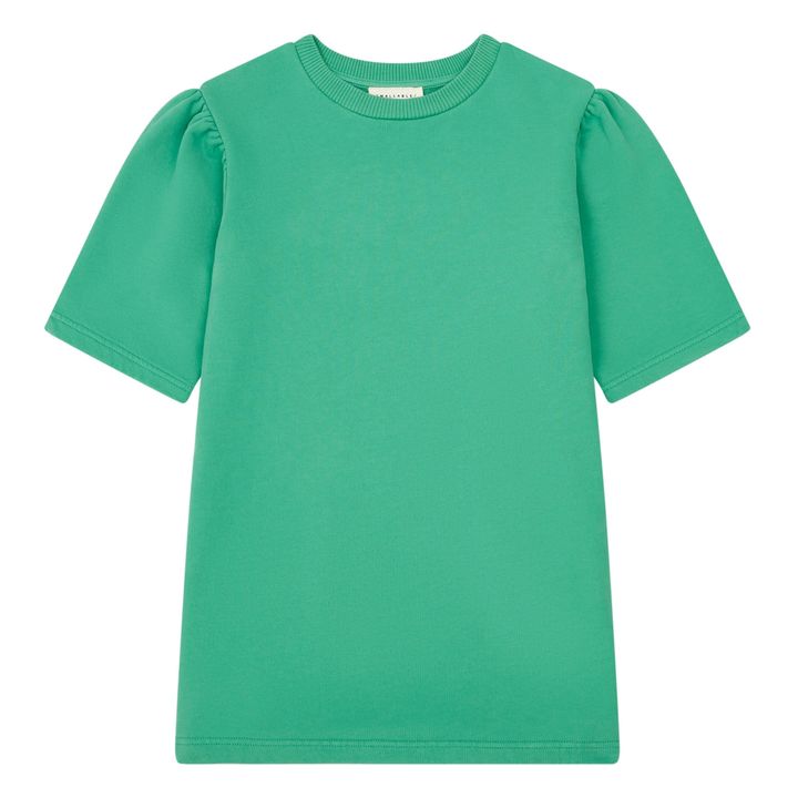 Girl's Organic Fleece Dress with Loose Sleeves | Verde- Imagen del producto n°0