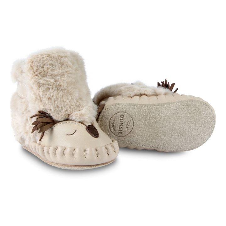 Gefütterte Babyschuhe Kapi Exklusiv Eule | Beige- Produktbild Nr. 0