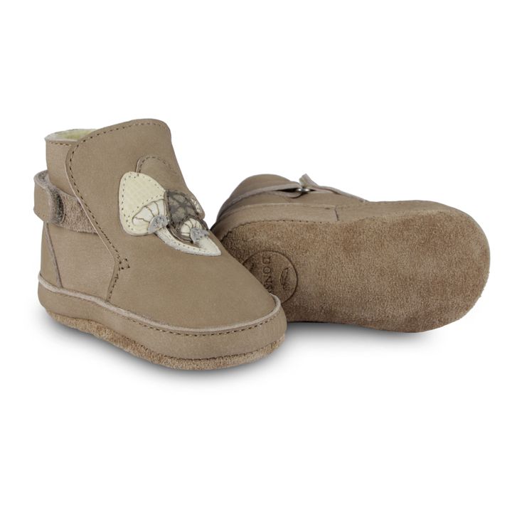 Babyschuhe gefüttert Pilz | Beige- Produktbild Nr. 0