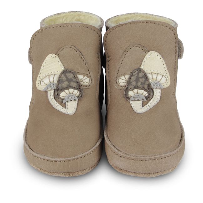 Chaussons Fourrés Champignons | Beige