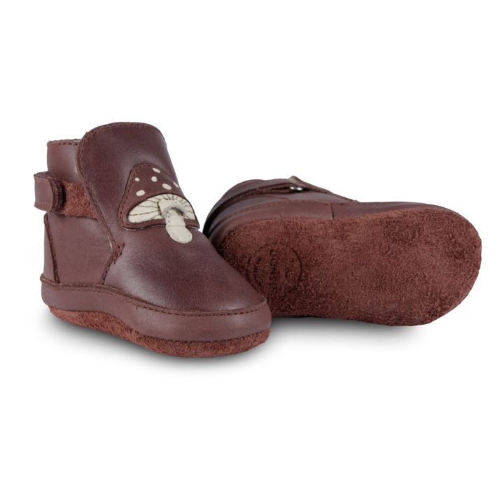 Babyschuhe gefüttert Pilz | Pflaume- Produktbild Nr. 0