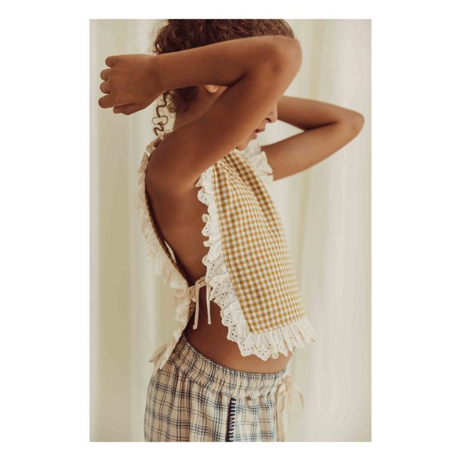 Mona Organic Cotton Gingham Top | Mustard