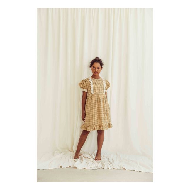 Oda Organic Cotton Gingham Dress | Mustard