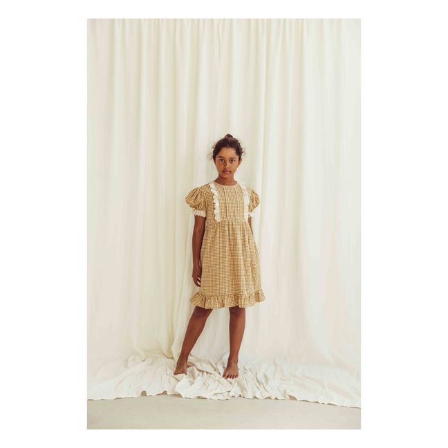 Robe Coton Bio Vichy Oda | Jaune moutarde