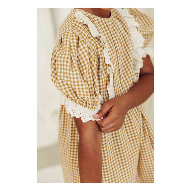 Oda Organic Cotton Gingham Dress | Mustard