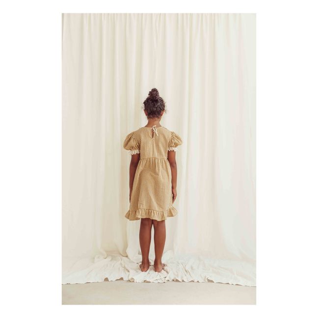 Robe Coton Bio Vichy Oda | Jaune moutarde