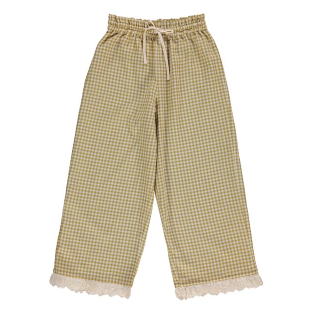 Pantalon Coton Bio Vichy Loulou | Jaune moutarde