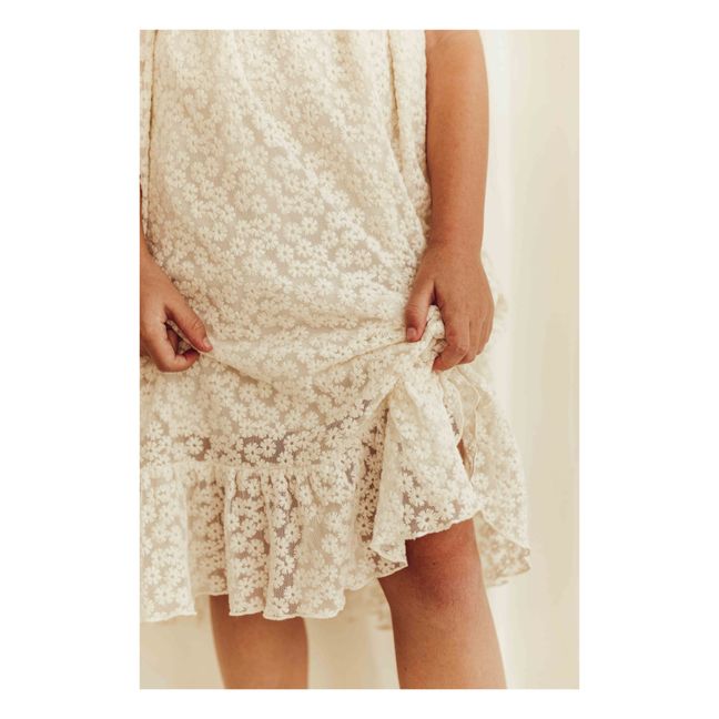 Vestido floral de algodón ecológico Lace Daisies | Crudo