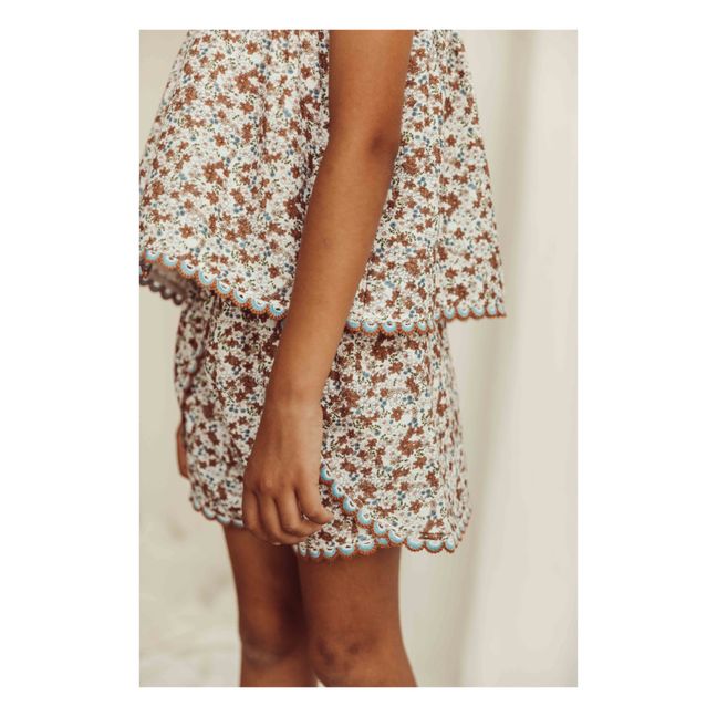 Ada Organic Cotton Floral Top | Beige