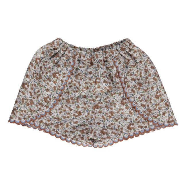 Pantalones cortos de algodón orgánico floreados Smilla | Beige
