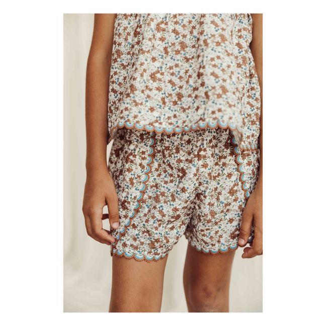 Shorts Bio-Baumwolle mit Blumenmuster Smilla | Beige