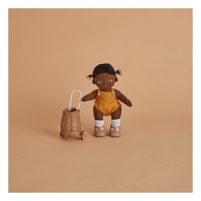 Cesto con ruote per bambola in rattan Luggy