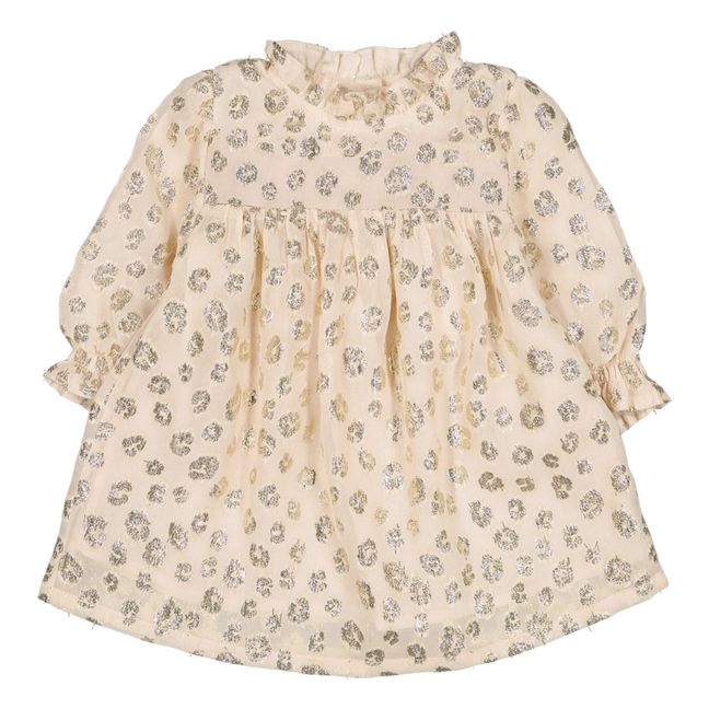 Janelle Leopard Lurex Dress | Gold