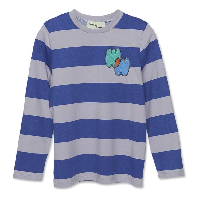 Organic Cotton Striped T-Shirt | Indigo blue