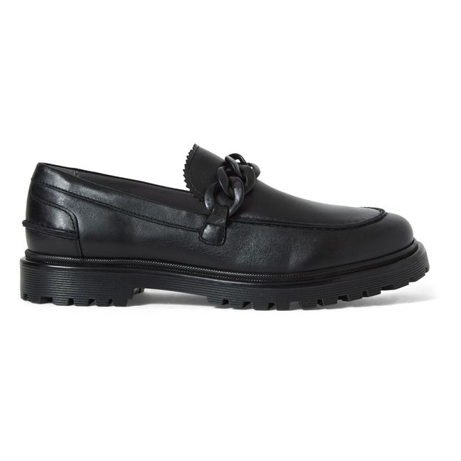 Chain Buckle Loafer Moccasins | Black