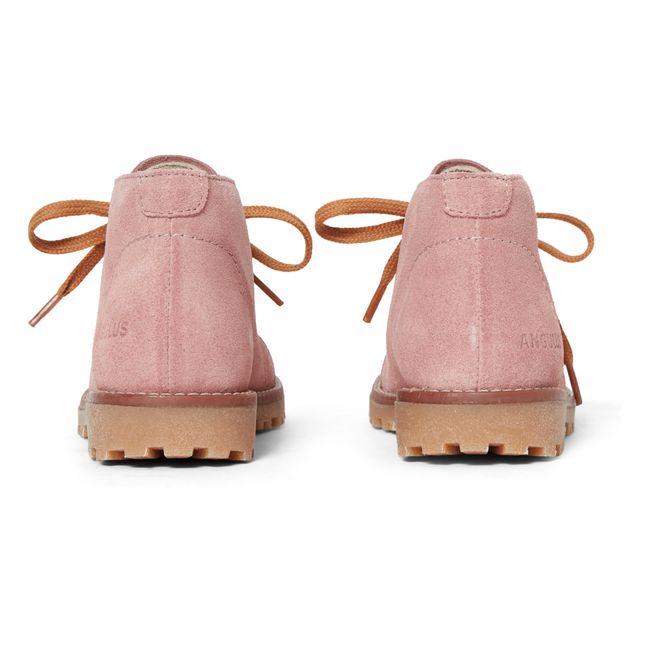 Suede Lace-Up Ankle Boots | Pale pink