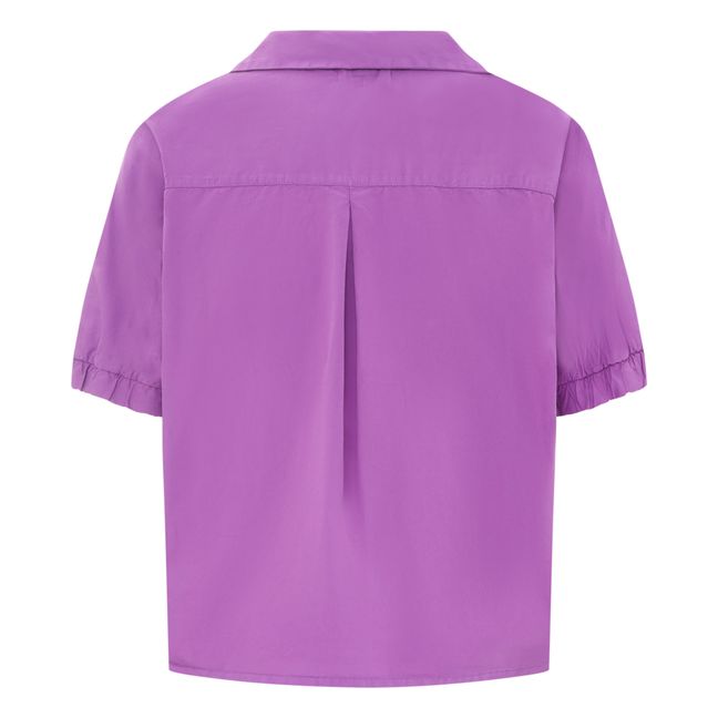 Kurzärmeliges Damenhemd aus organischem Popelin | Violett