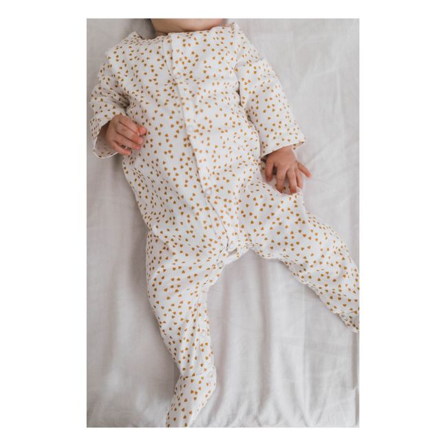 Pyjama à pieds en jersey Amalia Mini-cœurs | Jaune moutarde