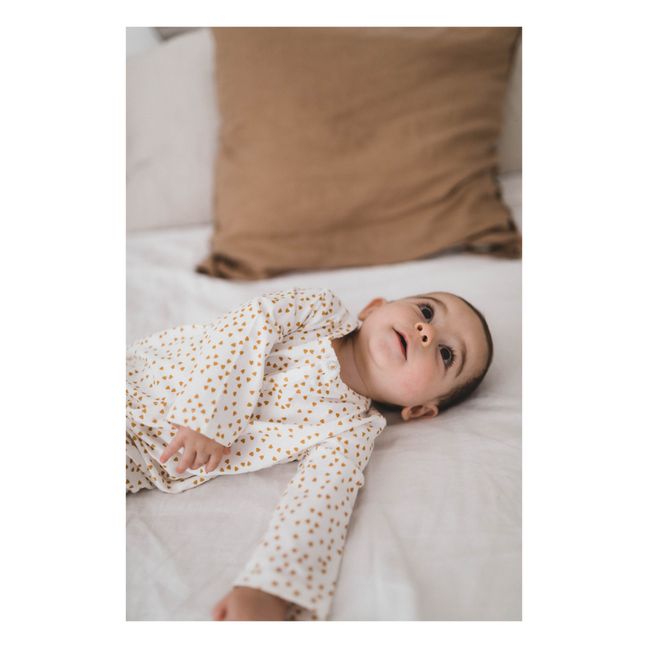 Pyjama à pieds en jersey Amalia Mini-cœurs | Jaune moutarde