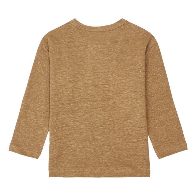 Beto Long Sleeve Linen T-Shirt | Camel