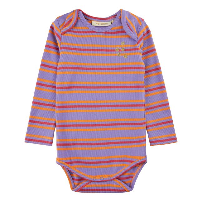 Body de algodón orgánico a rayas Bob | Violeta