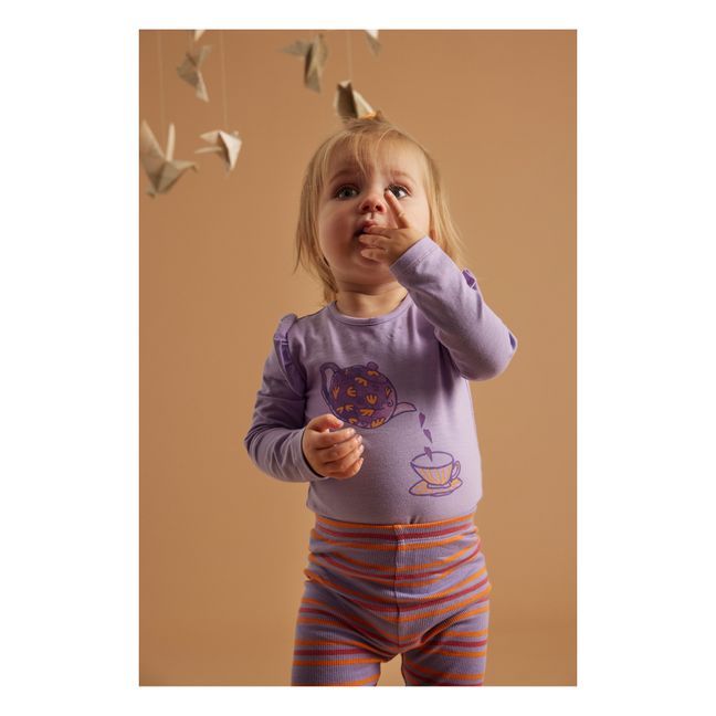 Legging Coton Bio Rayé Paula | Violet