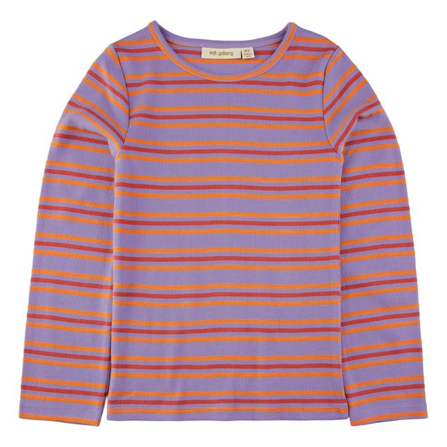 T-Shirt Coton Bio Rayé Bella | Violeta