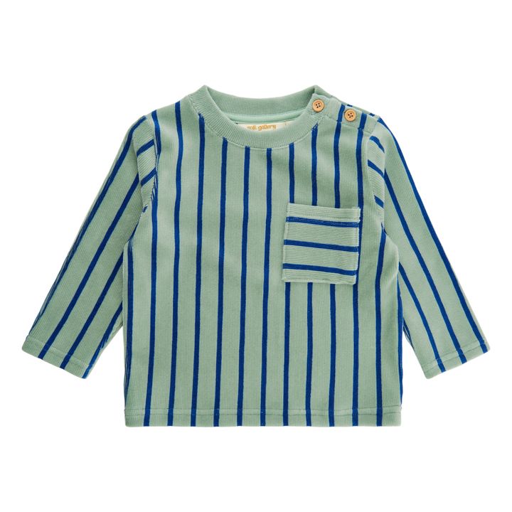 Striped Velvet Sweatshirt | Green water- Product image n°0