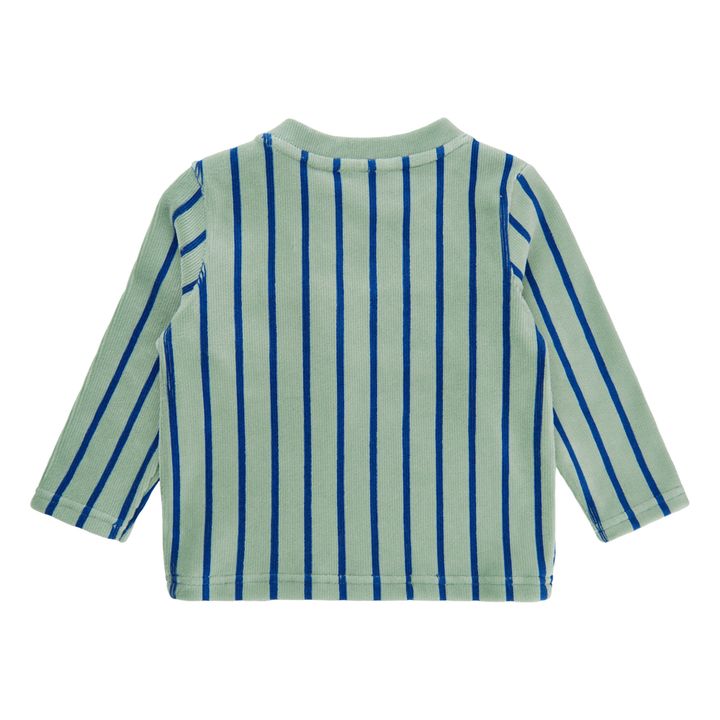 Striped Velvet Sweatshirt | Green water- Product image n°1