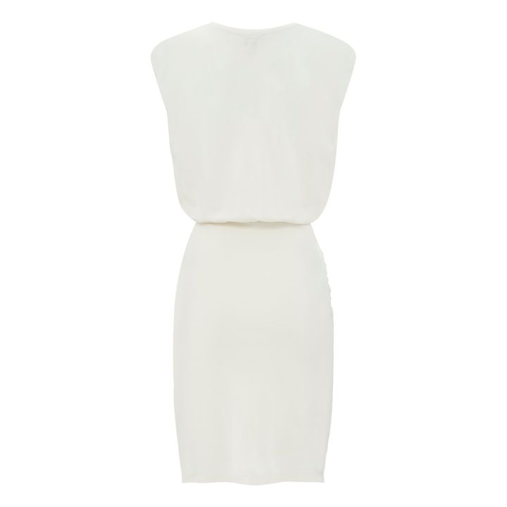 Vestido drapeado de algodón orgánico para mujer | Blanco Roto- Imagen del producto n°1