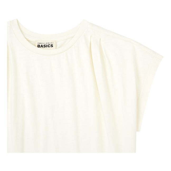 Girl's Organic Cotton Pleated T-shirt | Off white