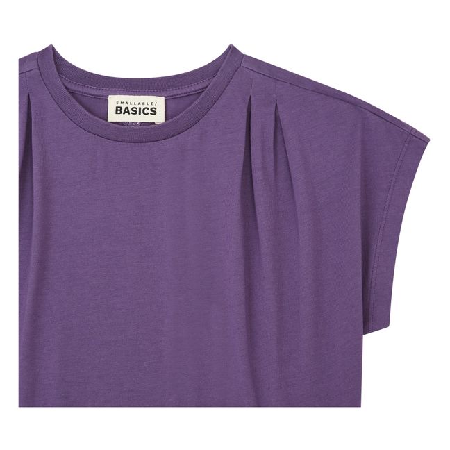 Plissee-T-Shirt für Mädchen aus Bio-Baumwolle | Blaubeere