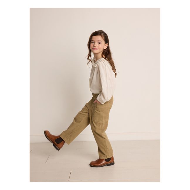 Pantaloni in velluto a coste con risvolto | Camel