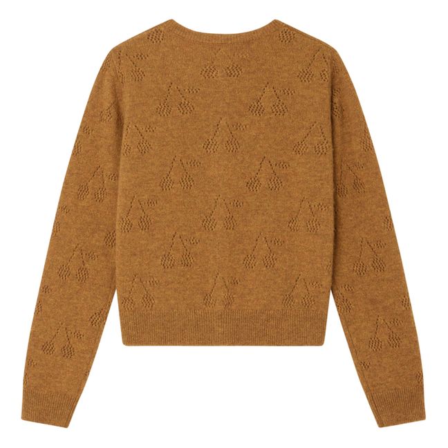 Cardigan Cachemire Cerises Ajouré Thindra | Camel