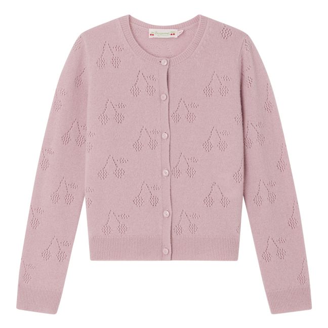 Cardigan Cachemire Cerises Ajouré Thindra | Rose