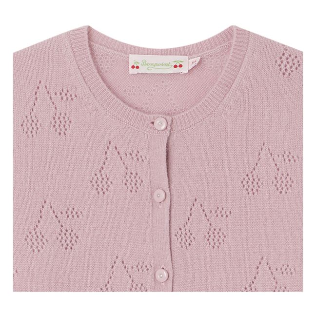 Cardigan Cachemire Cerises Ajouré Thindra | Rose