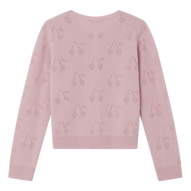 Cardigan Cachemire Cerises Ajouré Thindra | Rose