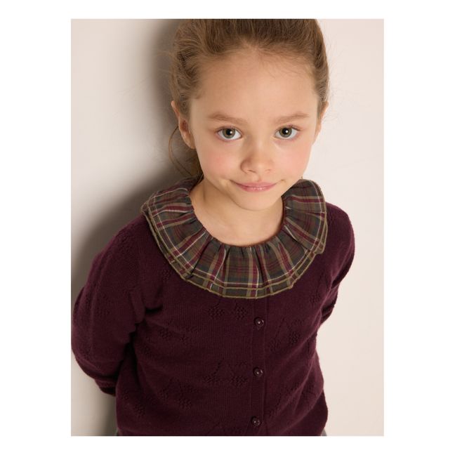 Cardigan in cashmere con ciliegie traforate Thindra | Prugna