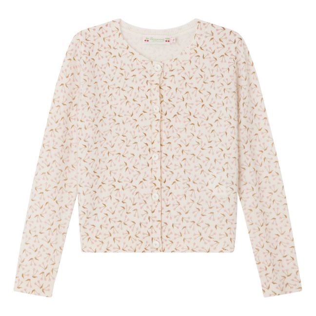 Cardigan Cachemire Cerises Twist | Ecru