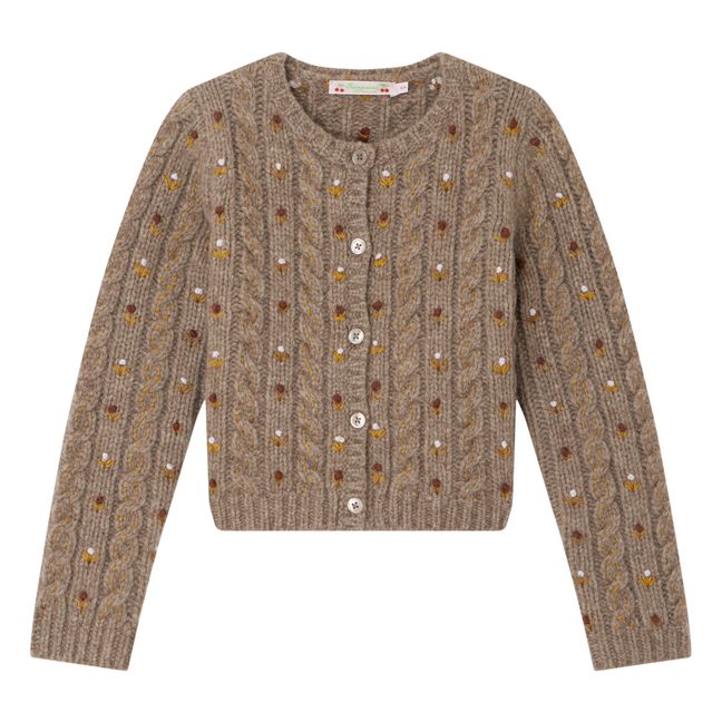 Cardigan Laine Brodé Dallulah | Taupe