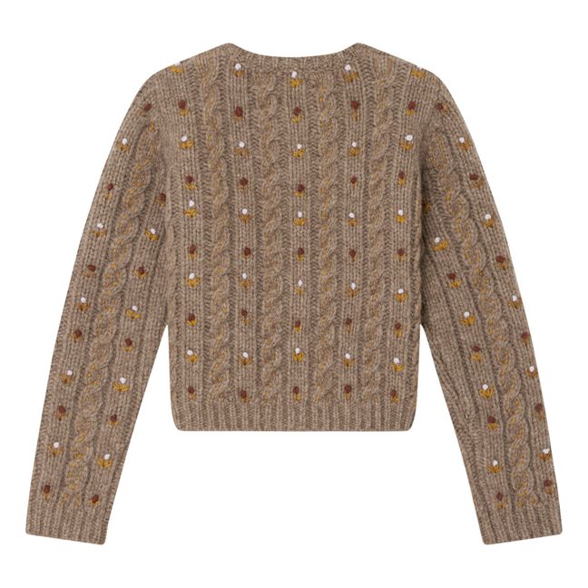 Cardigan Laine Brodé Dallulah | Taupe