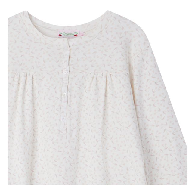 Pyjama T-Shirt + Pantalon Jersey Coton Bio Cerises Bellina | Ecru